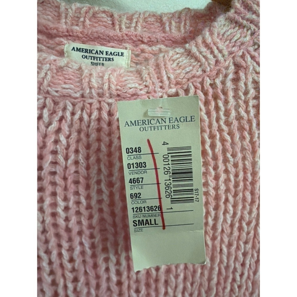 American Eagle Sheer Angora Wool Blend Knit Sweater Pink Small NWT - Picture 4 of 6